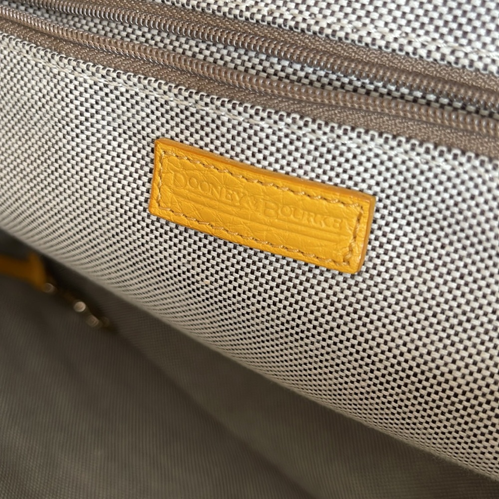 Dooney & Bourke Newbury Crescent Yellow Pebbled Leather Large Double Pocket Tote - Picture 5 of 14